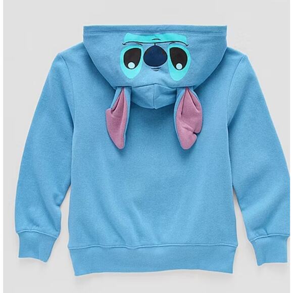 Disney Collection Embroidered Lilo & Stitch Little Kids Fleece Zipper Hoodie 3 - Picture 2 of 3